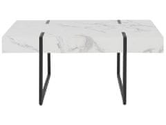 Beliani Konferenční stolek bílý mramorový efekt s černou MERCED