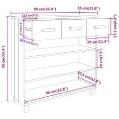 Vidaxl Konzolový stolek medově hnědý 90x35x90 cm masivní borové dřevo