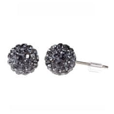 Levien Náušnice sparkly BALL PU 8mm - CRYSTAL SILVER NIGHT