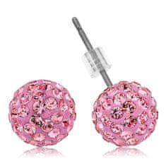 Levien Náušnice sparkly BALL PU 8mm - LIGHT ROSE