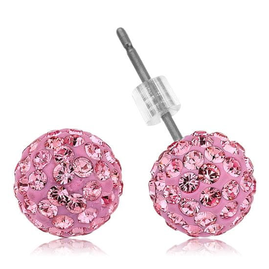 Levien Náušnice sparkly BALL PU 6mm - LIGHT ROSE