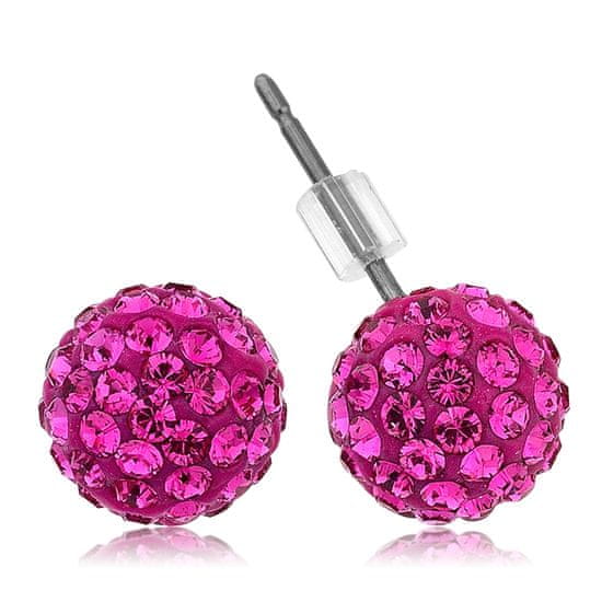 Levien Náušnice sparkly BALL PU 6mm - FUCHSIA