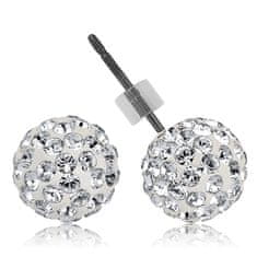 Levien Náušnice sparkly BALL PU 8mm - CRYSTAL