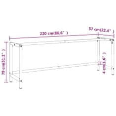 Petromila Rám pracovního stolu matně černý a matně červený 220x57x79 cm