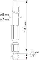 YATO Sada bitů 1/4" 2 ks IMBUS L=100 mm 4, 6 mm