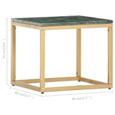 Greatstore Konferenční stolek zelený 40x40x35cm pravý kámen mramorový vzor