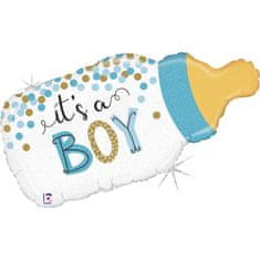 Grabo Fóliový balónek supershape It´s a boy láhev glitter 84cm