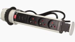 Orno Zásuvka výsuvný blok ORNO OR-AE-1349, 1,8m, pr.6cm, 2x USB