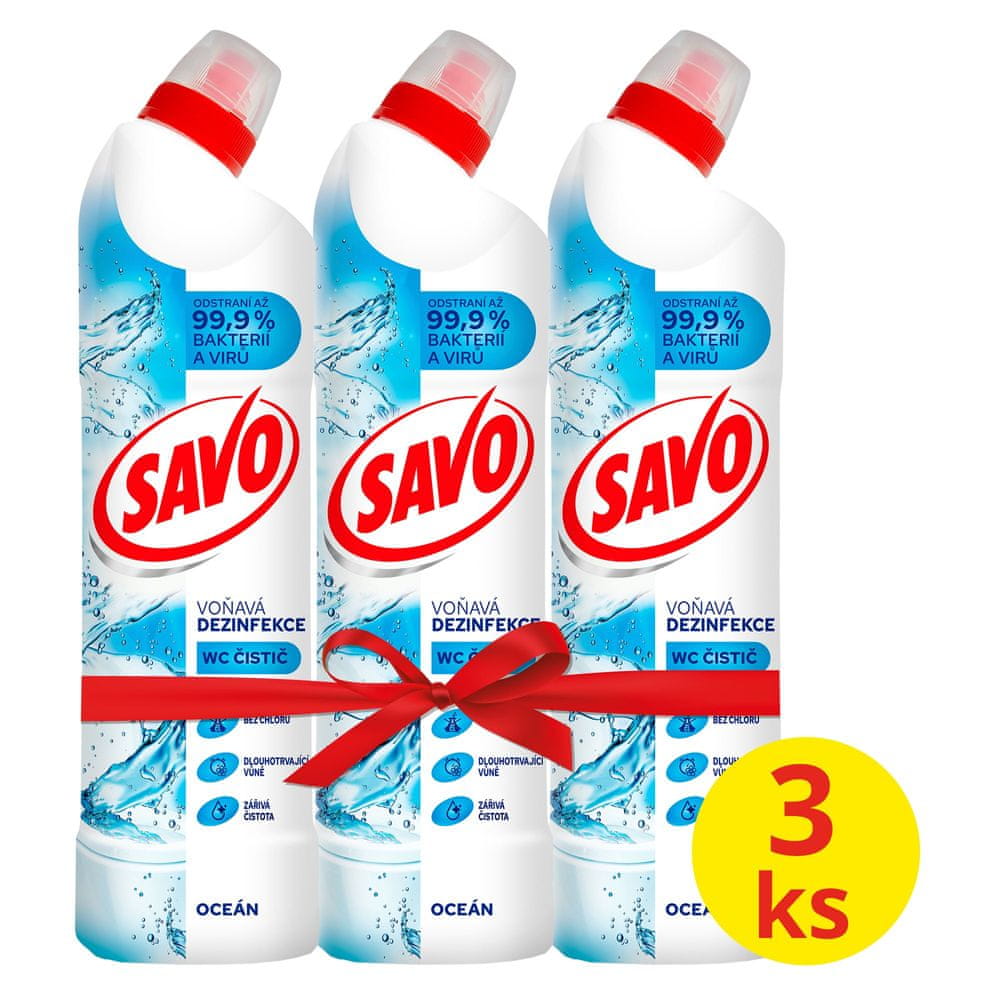 Savo Čisticí a dezinfekční přípravek na toalety Ocean 3 x 750 ml