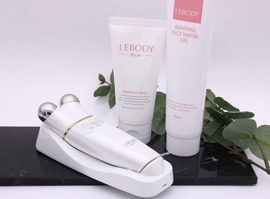 Lebody Face. Výhodný set obsahuje přístroj Lebody Face + obnovující krém + gel. Korejská inovativní technologie pro vitalitu, elasticitu a lifting kožních buněk pomocí kontrolovaného iontového mikroproudu.