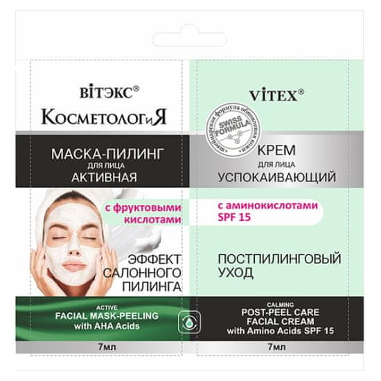 Vitex-belita KOSMETOLOGIE - Aktivní Maska Lifting na Tvář s ovocných kyselin + Krém na Tvář SPF15 (7+7ml)