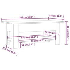 Greatstore Konferenční stolek betonově šedý 102 x 55 x 42 cm dřevotříska