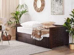 Beliani Rozkádací postel dřevěná hnědá s roštem 90 x 200 cm CAHORS