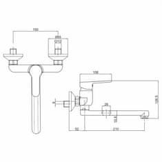 Mereo Zuna dřezová baterie nástěnná 150 mm s ramínkem plochým rovným 160 mm CB30202Z - Mereo