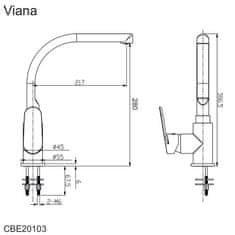 Mereo Viana dřezová baterie stojánková mimoúrovňová, s ramínkem nad pákou, CBE20103 - Mereo