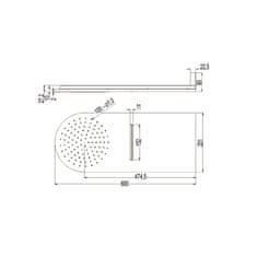 Mereo Talířová sprcha horní, s vodopádem, půlkulatá 600 x 251 mm, nerez CB496 - Mereo