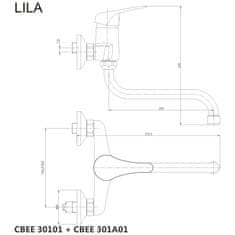Mereo Lila dřezová baterie nástěnná 150 mm s ramínkem trubkovým pr. 18 - 200 mm CBEE30101 - Mereo