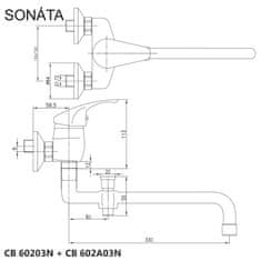 Mereo Sonáta nástěnná baterie do byt. jádra 150 mm bez příslušenství CB60203N - Mereo