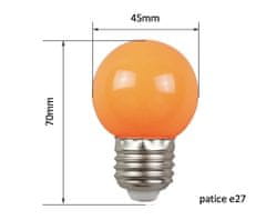 UVtech LED žárovka, 2W E27, oranžová bez obsahu modré 3ks