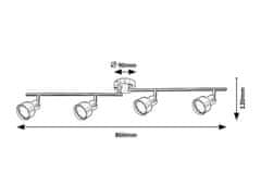 Rabalux Rabalux bodové svítidlo Blake GU10 4x MAX 50W saténová chromová 3186
