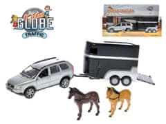 Kids Globe Traffic Volvo XC90 14 cm s přívěsem pro koně v krabičce