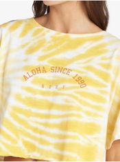 Roxy Bílo-žluté dámské vzorované cropped tričko Roxy Aloha M