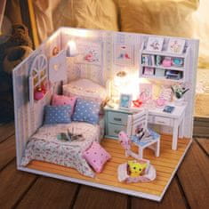 HABARRI Miniatura domečku DIY LED, kreativní sada, dřevěný pokoj