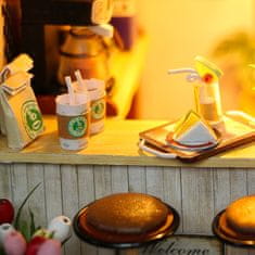 HABARRI Miniatura domečku DIY LED, kreativní sada, kavárna