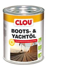 Clou Boots- & Yachtöl, olej na lodě a jachty, je speciální bezbarvý olej extrémně odolný vlivům počasí pro náročné podmínky na moři, chrání dřevo před vysycháním a omezuje vznik prasklin. 750 ml