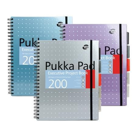 Pukka Pad Spirálový sešit "Metallic Project Book", mix barev, A4+, linkovaný, 100 listů, 6970-MET