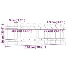 Vidaxl Laťkový plot 180 x 60 cm impregnovaná masivní borovice