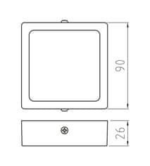 APLED SQUARE přisazený 8W IP20 4000K 640lm, bílý rámeček