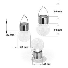 Esotec Sada solárních závěsných světel 3 Crackle Ball teplá bílá