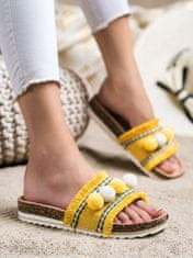 Amiatex Krásné nazouváky zlaté dámské bez podpatku + Ponožky Gatta Calzino Strech, odstíny žluté a zlaté, 37