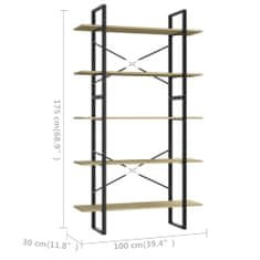 Vidaxl Knihovna s 5 policemi dub sonoma 100x30x175 cm kompozitní dřevo