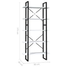 Vidaxl Knihovna s 5 policemi bílá 80 x 30 x 175 cm dřevotříska