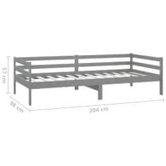 Greatstore Válenda se zásuvkami 90 x 200 cm šedá masivní borové dřevo