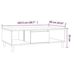 Greatstore Konferenční stolek kouřový dub 103,5 x 60 x 35 cm dřevotříska