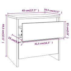 Greatstore Noční stolky 2 ks hnědý dub 45 x 34,5 x 44,5 cm dřevotříska