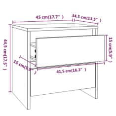 Greatstore Noční stolky 2 ks betonově šedé 45 x 34,5 x 44,5 cm dřevotříska