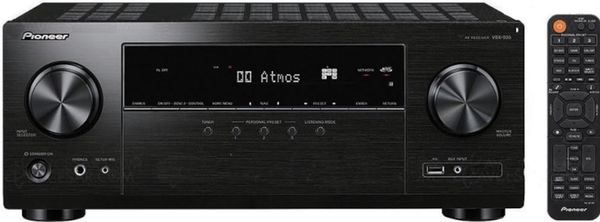 moderní av receiver příjímač pioneer VSX-935-B elegantní provedení podpora dolby atmos height virtualizer dts.x hlg kalibrace zvuku mcacc zone b konektory 6 hdmi 7.2 kanálů 4k video