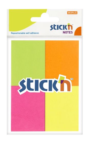 HOPAX Samolepící bločky Stick'n set 21091 | 51x38 mm, 4x50 lístků, 4 neonové barvy