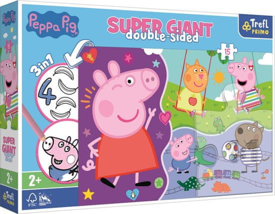 Trefl Oboustranné puzzle Prasátko Peppa SUPER GIANT 15 dílků