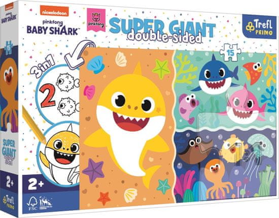 Trefl Oboustranné puzzle Baby Shark SUPER GIANT 15 dílků