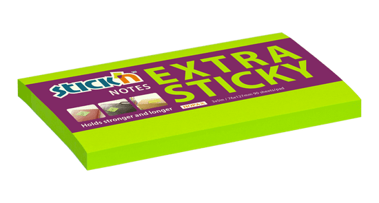 HOPAX Samolepící bloček Stick'n Extra Sticky 21676 | 127x76 mm, 90 lístků, neonově zelená