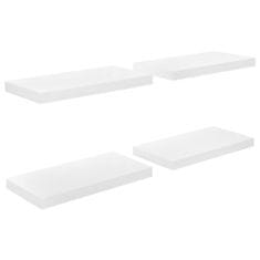 Vidaxl Plovoucí nástěnné police 4 ks bílé vysoký lesk 50x23x3,8 cm MDF