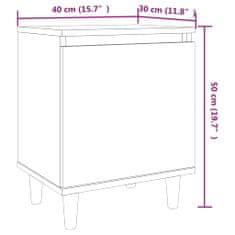 Vidaxl Noční stolky masivní dřevěné nohy 2 ks šedé sonoma 40x30x50 cm