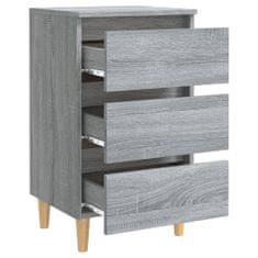 Vidaxl Noční stolek masivní dřevěné nohy šedý sonoma 40 x 35 x 69 cm