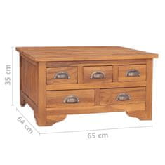 Greatstore Konferenční stolek s vyklápěcí deskou 65x64x35 cm masivní teak