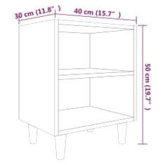 Vidaxl Noční stolky masivní dřevěné nohy 2 ks šedé sonoma 40x30x50 cm
